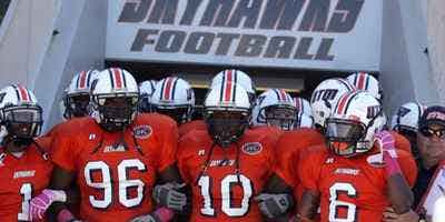 UTM Football players in the tunnel before a game