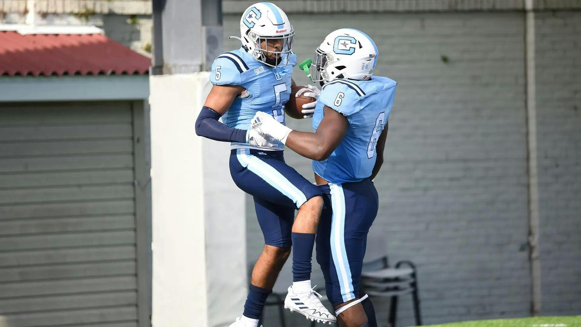 Citadel players celebrate their victory over Virginia University of Lynchburg